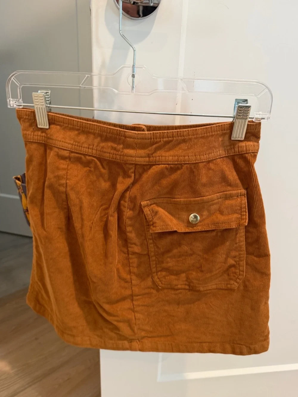 Frame Corduroy Mini Skirt with Front Flap Pocket - Picture 3 of 4